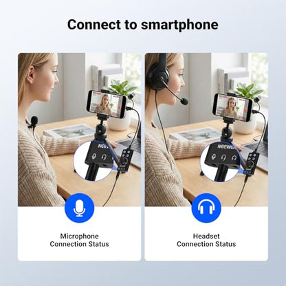 NEEWER PP07 USB C & USB A to 3.5mm External Sound Card, Portable Audio Adapter with Mute, Noise Cancellation, Volume & Gain Control