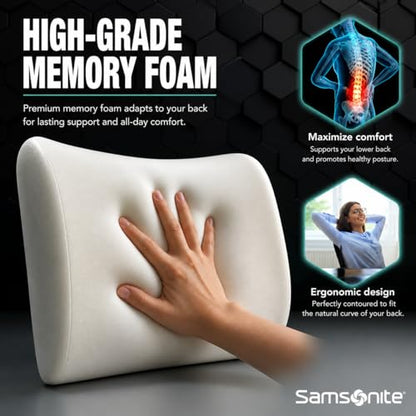 Samsonite Standard SA5243 Lumbar Support Pillow 14x4x13.5 inches Memory Foam 1 Count