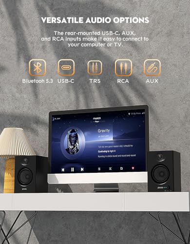 OHAYO 2.0 Stereo Bookshelf Speakers C6-Black 60W Bluetooth 5.3 20 KHz Black