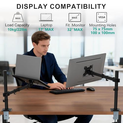 WALI 17" M00LP Laptop Desk Mount, Black