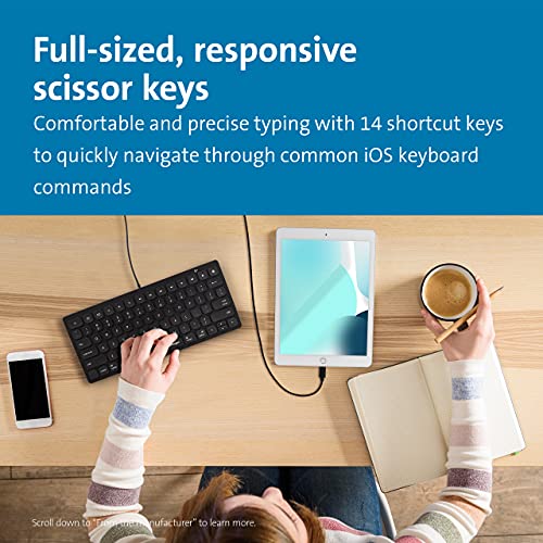Kensington Compact Wired Keyboard K75505US Compatible with iPad and iPhone, Black