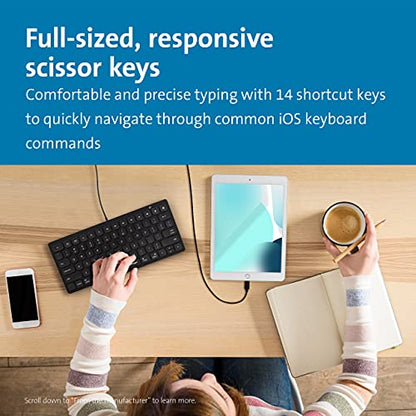 Kensington Compact Wired Keyboard K75505US Compatible with iPad and iPhone, Black