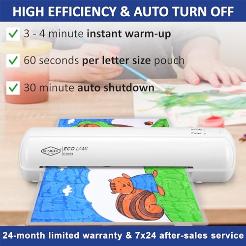 SINCHI 9-Inch Thermal Laminator, 3-5 Mil, 3-4 Min Warm-Up, Compact Lamination Machine