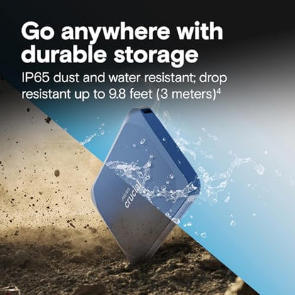 Crucial 4TB X10 Portable SSD, Up to 2100MB/s, USB-C, External Solid State Drive