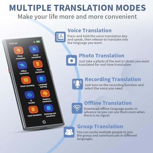 CAWRUGA 6.42 x 3.39 x 1.34 inches Model B0GZHF7HV5 5MP Camera Offline Support 150 Languages Portable Translator