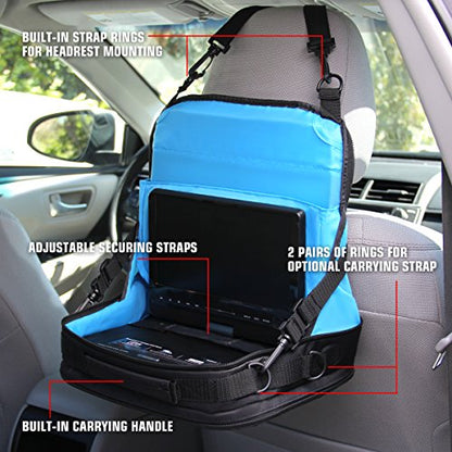 USA GEAR 11.5" x 10" Portable DVD Player Case with Headrest Holder - Compatible with 7" to 10" Screens