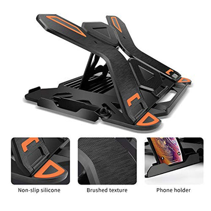 KENTEVIN 10-17" Laptop Stand & Phone Mount Adjustable Ergonomic Foldable - Model XMLSR - Black - Portable