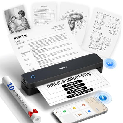 iDPRT 610Pro-Black Monochrome Thermal Mini Printer 300DPI