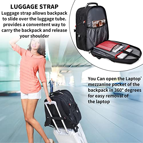 SHRRADOO 50L 983035 Black Travel Laptop Backpack