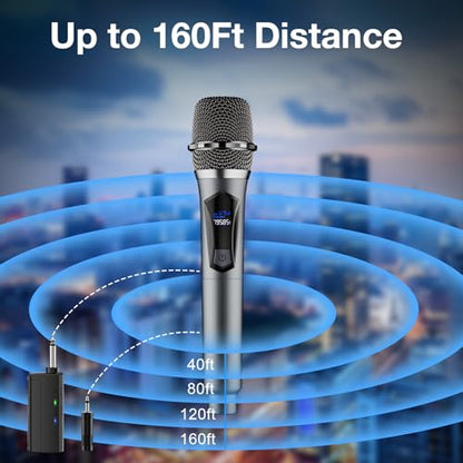 oxxyeeKS Wireless Microphone System Dual Handheld 2.4GHz Receiver HD30