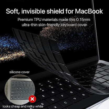 Soonjet Keyboard Cover Ultra Thin 0.11mm TPU MacBook Air 13/15 Pro 14/16 Rectangle