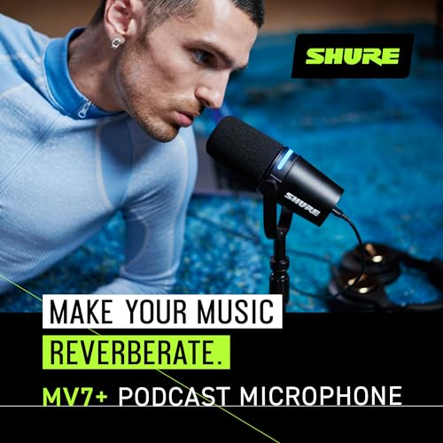Shure MV7+-K-BNDL USB & XLR Dynamic Microphone, Unidirectional, 40dB Sensitivity, 65dB SNR, Frequency Response 50Hz, 1 Channel, For Personal Computer