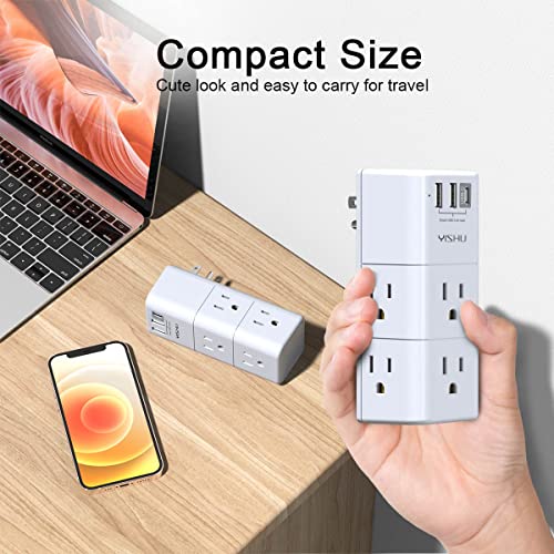 YISHU 5.2 x 2.03 Inch AHR-503 6 Outlet 3 USB Surge Protector