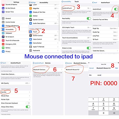 PEIBO Bluetooth Wireless USB/USB C Adapter Mouse Model 8541646059 Optical 1600DPI Computer Mouse