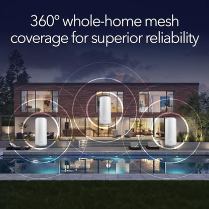 NETGEAR Orbi 870 Series Tri-Band WiFi 7 Mesh System (RBE873) - Router + 2 Satellite Extenders, Security Features, Up to 21 Gbps, Covers Up to 9,000 Sq. Ft., Supports 150 Devices