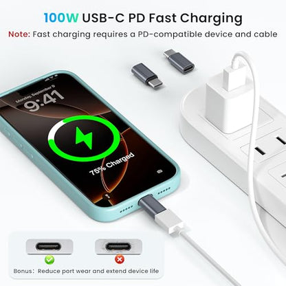 RUXELY USB Type C Extender Adapter 3Pack USB 3.2 Gen 2 100W Power Delivery 40Gbps