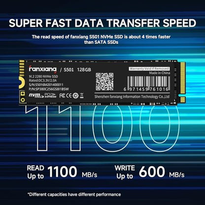 fanxiang S501 128GB M.2 2280 NVMe SSD PCIe Gen3x4 Internal Solid State Drive (Read Speed up to 1200 MB/s)