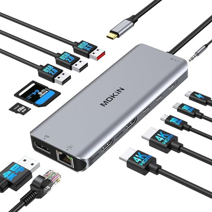 MOKiN 13 Port USB C Docking Station 4K DisplayPort Multi-Monitor Hub
