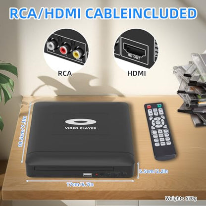 Toborher Mini HD DVD Player DVD-USV9 1080P Region Free HDMI RCA
