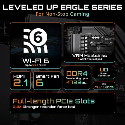 GIGABYTE B550 EAGLE WIFI6 ATX Motherboard, AMD AM4, Supports Ryzen 5000/4000/3000, DDR4, PCIe 4.0