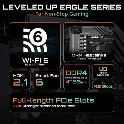 GIGABYTE B550 EAGLE WIFI6 ATX Motherboard, AMD AM4, Supports Ryzen 5000/4000/3000, DDR4, PCIe 4.0