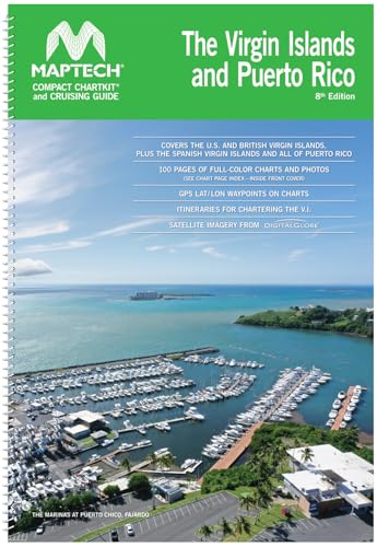 MAPTECH 18" x 12.6" Compact ChartKit and Cruising Guide Virgin Islands and Puerto Rico 8th Edition Full-Color Spiral Bound