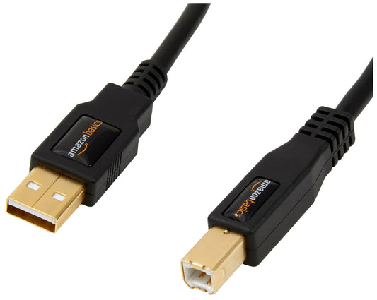 Amazon Basics 10 Foot USB 2.0 Printer Cable A-Male to B-Male, 480 Mbps, Black