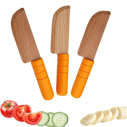 Nwsrayu 3-Piece Wooden Kids Knife Set Kn132 Kid-Safe Kitchen Tool for Food Preparation
