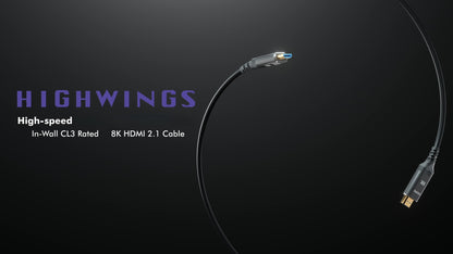 Highwings 15FT SS-15FTCL3-BL-8K HDMI Cable, CL3 Rated, 8K@60Hz, 48Gbps, Male-to-Male