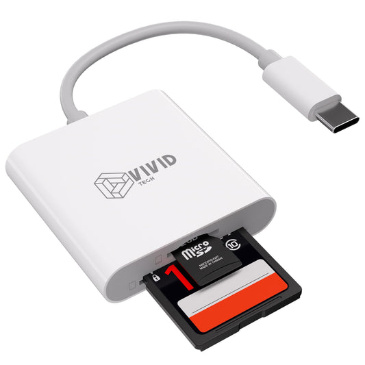 VIVID TECH 3.5" x 1.2" x 0.5" SD+microSD(TF) US Reader Dual Card Slots High Speed Transfer USB Type C Reader