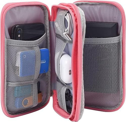 CAOODKDK Large DZ / 1 - Double Layer Canvas Electronic Organizer 1149.5ml 2 Compartments Solid Pink