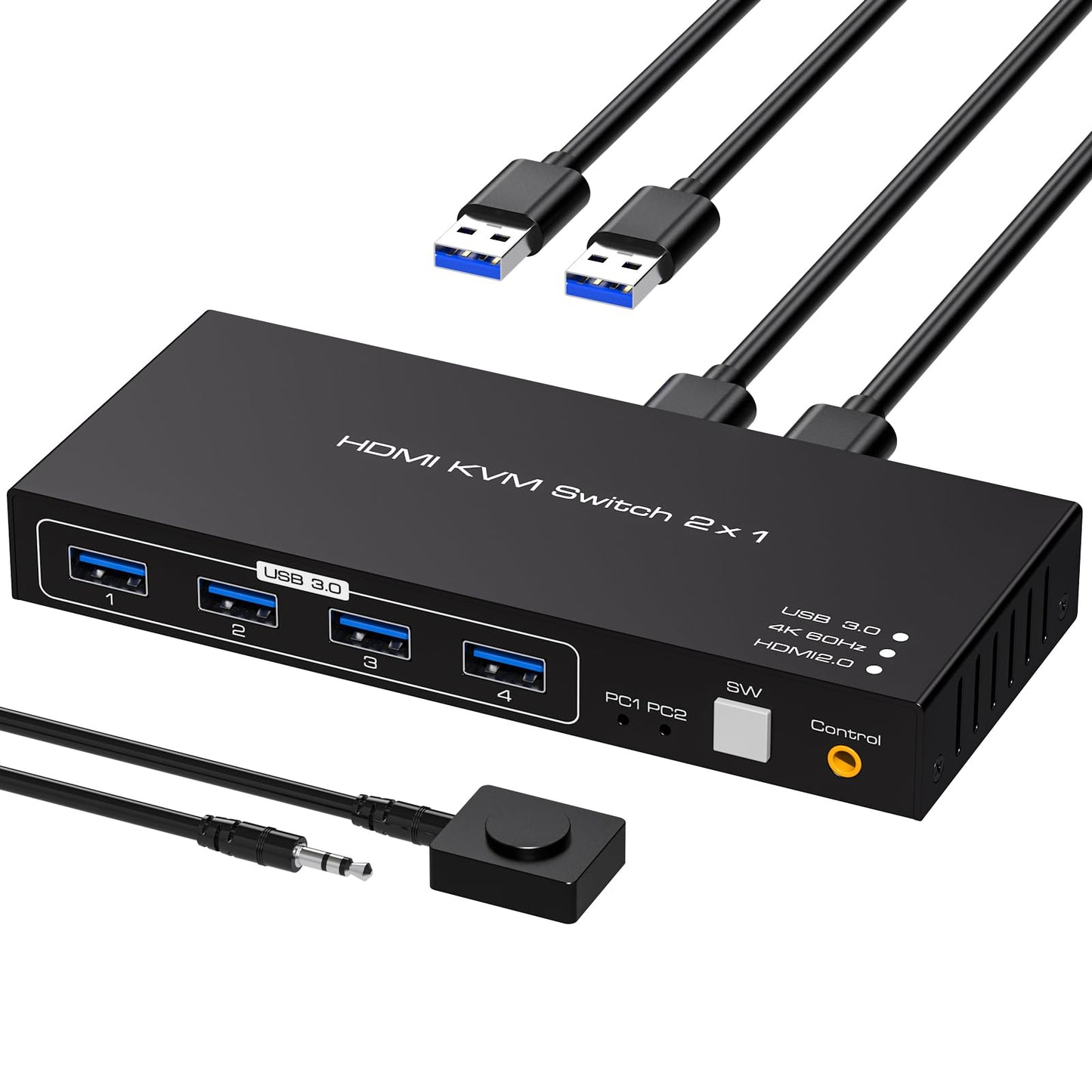 ATLAHET 5.94 x 2.95 x 1.06 in KVM Switch 1-Way HDMI 12V 1 Amp Panel Mount 4K 60Hz