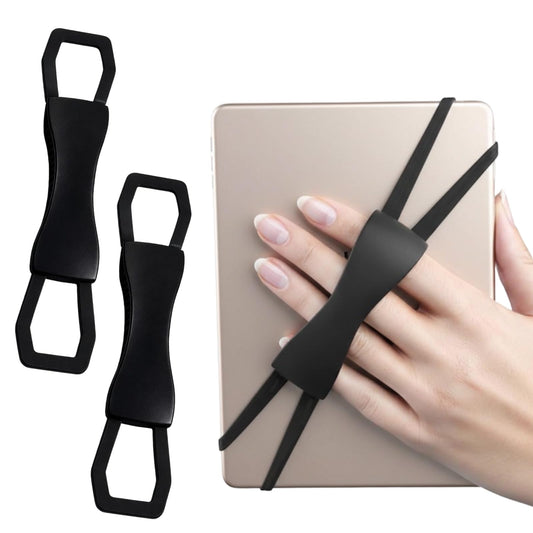 ZCFLCK Hand Strap for E-Readers and Tablets, 2PCS, Adjustable Silicone Grip Holder, 6.3 x 1.1 x 0.2 Inch, Black