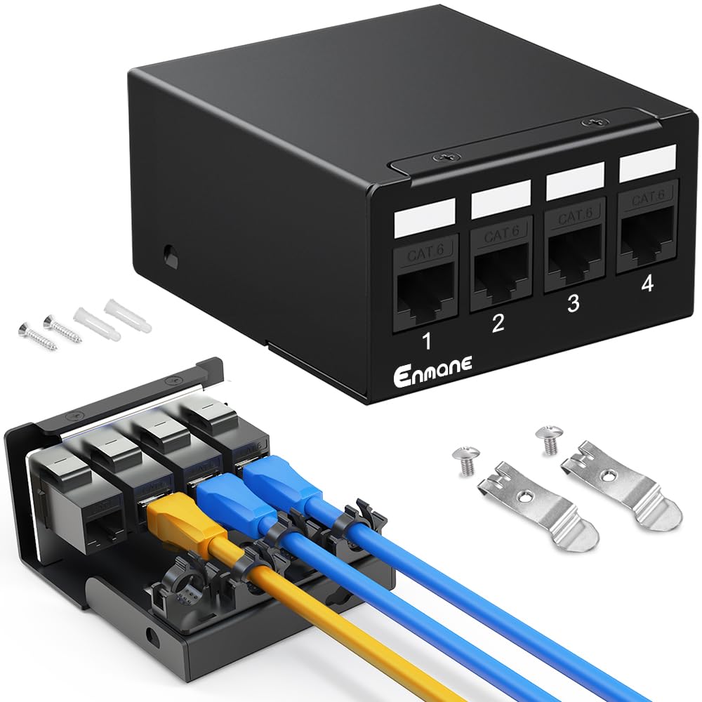 Enmane 4 Port CAT6 1000Mbps Unmanaged RJ45 Patch Panel