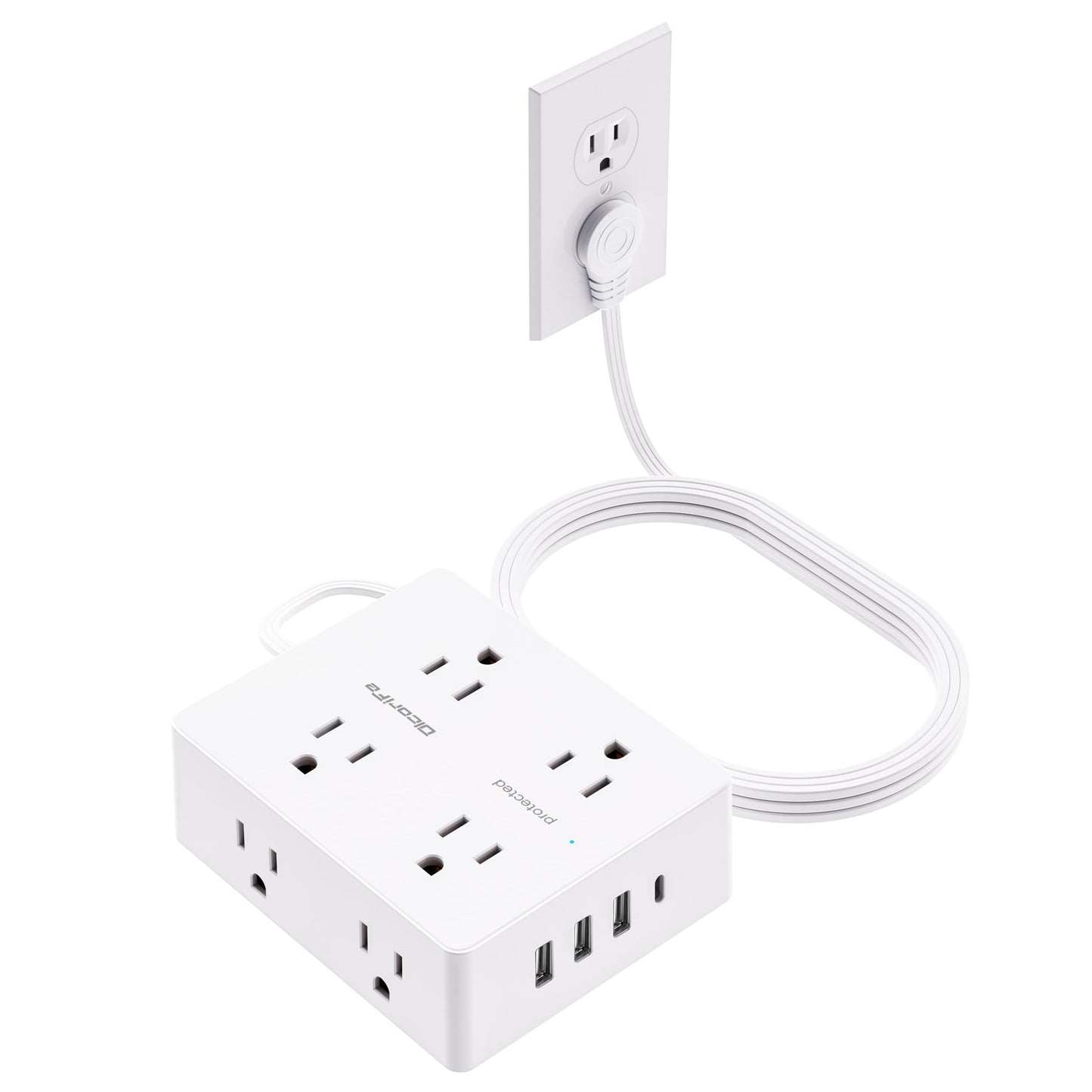 Olcorife 8-Outlet Power Strip with 4 USB Ports and 10 ft Cord