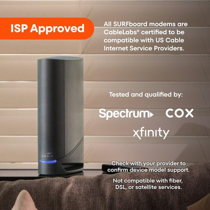 ARRIS G34 Docsis 3.1 Cable Modem WiFi 6 Router - AX3000 Dual-Band - 4 Ethernet Ports - 120 Volts
