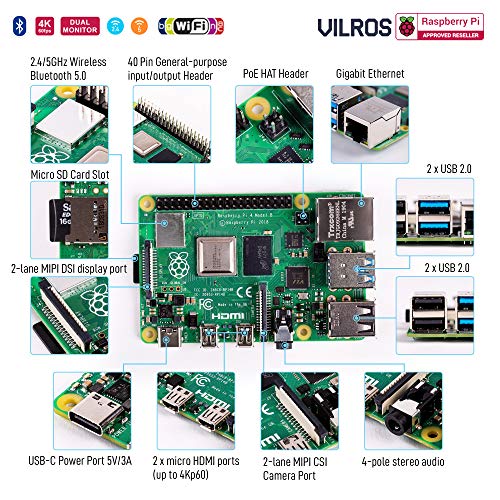Vilros 4GB Raspberry Pi 4 Model B Single Board Computer with Accessories and Case