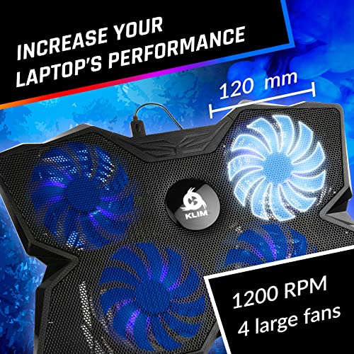 KLIM K2N Laptop Cooling Pad 4 Fans 1200 RPM Plastic Blue Electronics