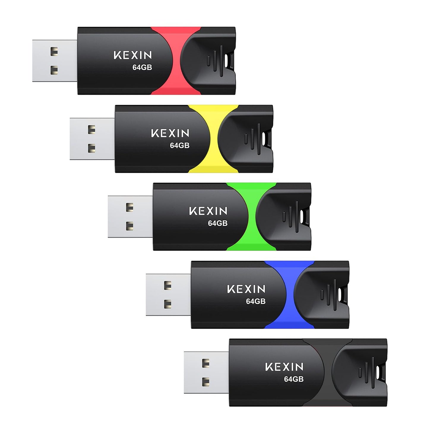 KEXIN 64GB USB 2.0 Flash Drive - 5 Pack