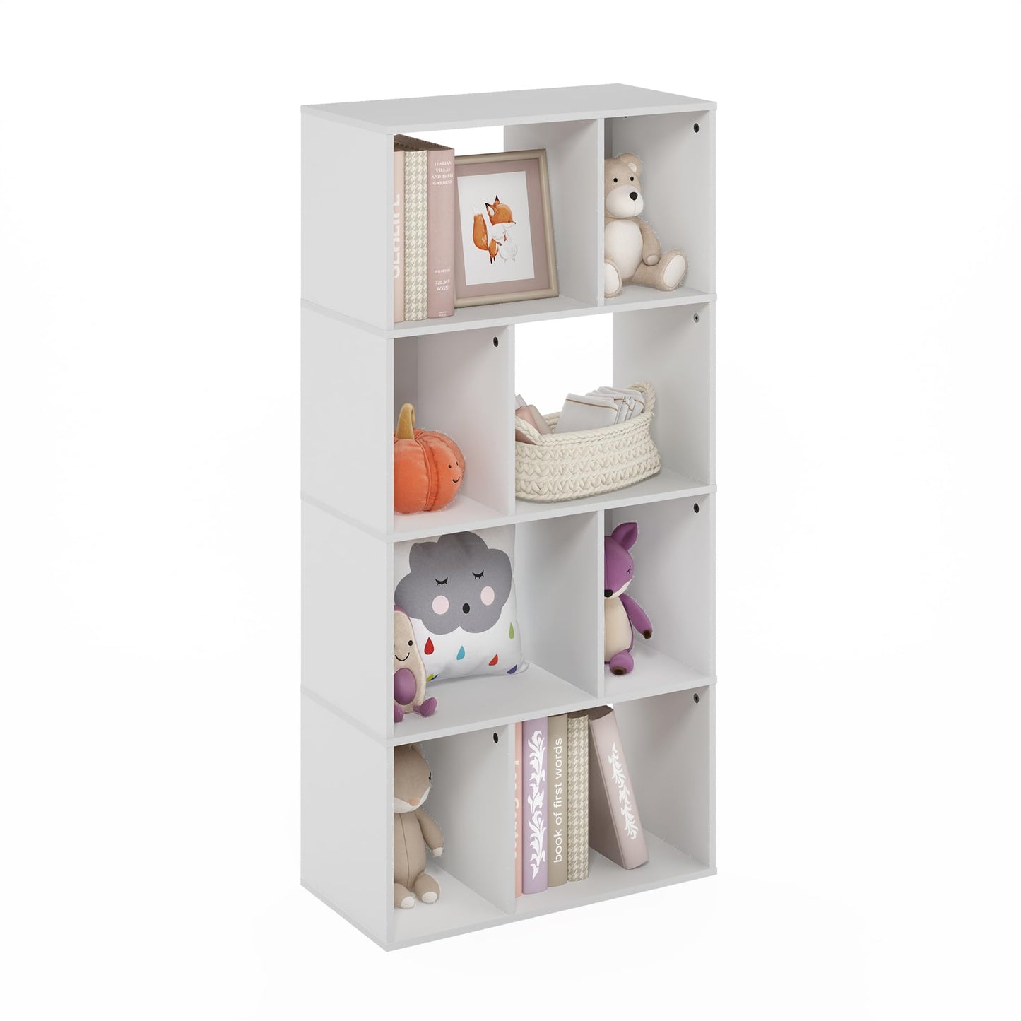 Furinno 11.73"D x 23.62"W x 48.98"H DALY 8-Cube Horizontal Bookcase