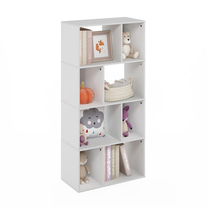 Furinno 11.73"D x 23.62"W x 48.98"H DALY 8-Cube Horizontal Bookcase