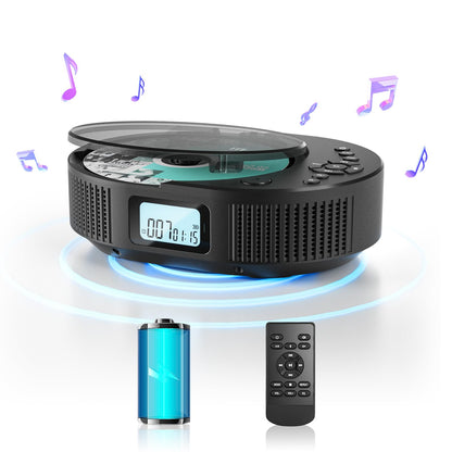 FELEMAN Portable CD Player with Bluetooth Connectivity - USB Powered, 2 Speakers, Stereo Sound, for Home and Car Use