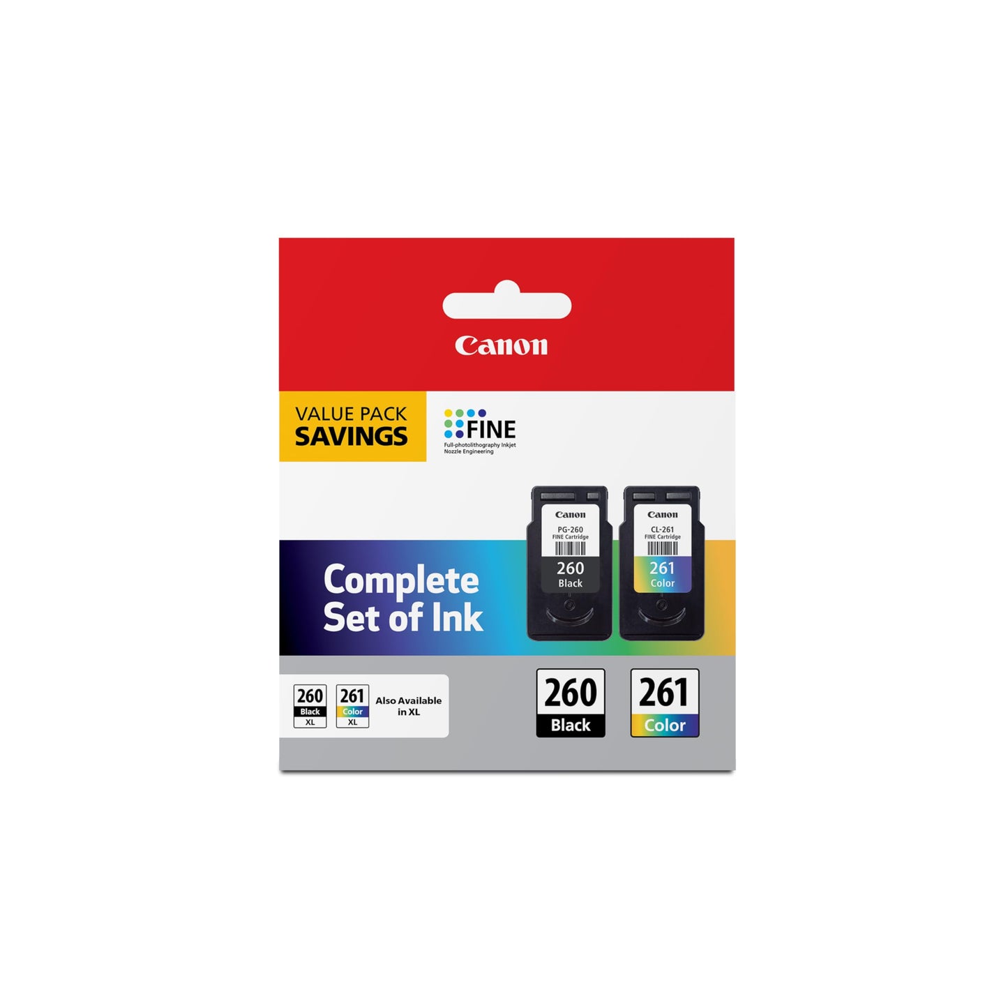 Canon PG-260/CL-261 Value Pack Ink Cartridges, Compatible with PIXMA TR7020, TS5320 Printers