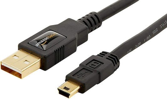 Amazon Basics 0.9m USB 2.0 A Male to Mini B Cable, 480Mbps, Black, Indoor/Outdoor Use