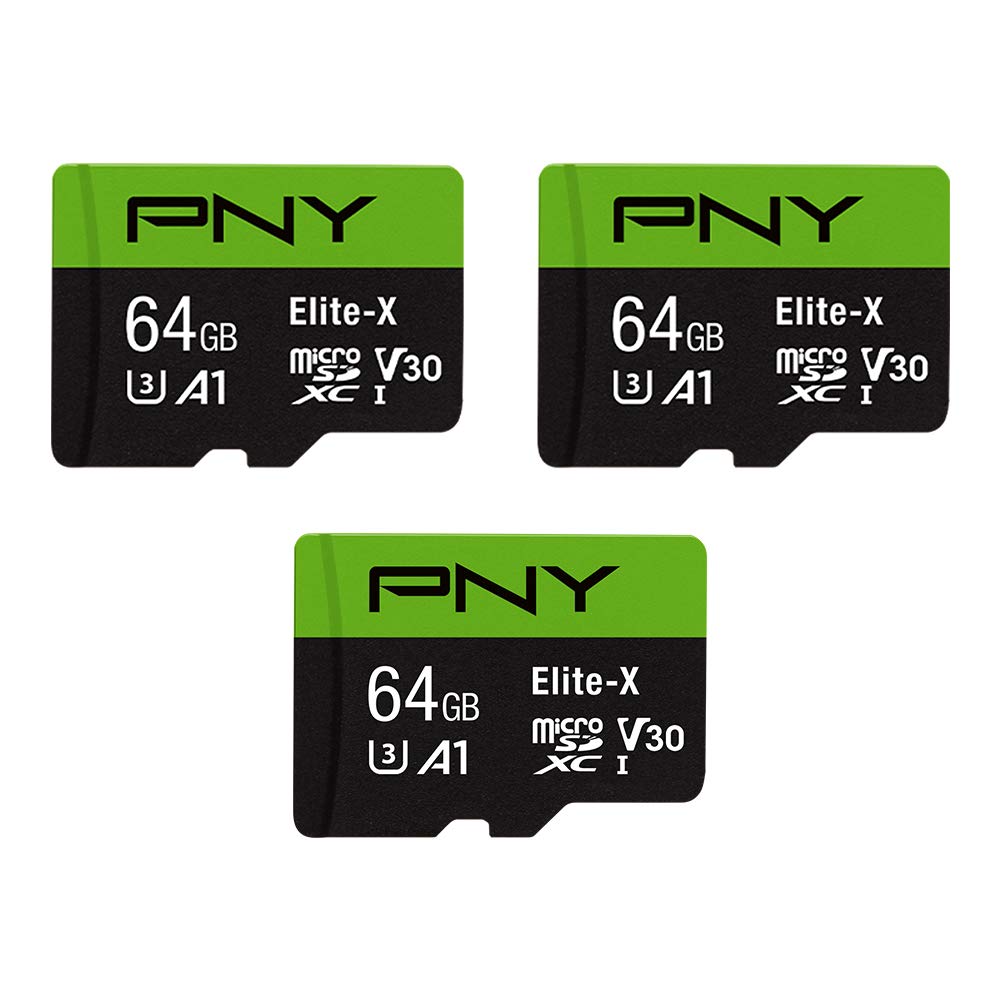 PNY 64GB P-SDU64GX3U3100EX-GE microSDXC Flash Memory Card, 100MB/s Read Speed, Class 10, U3, V30
