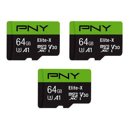 PNY 64GB P-SDU64GX3U3100EX-GE microSDXC Flash Memory Card, 100MB/s Read Speed, Class 10, U3, V30
