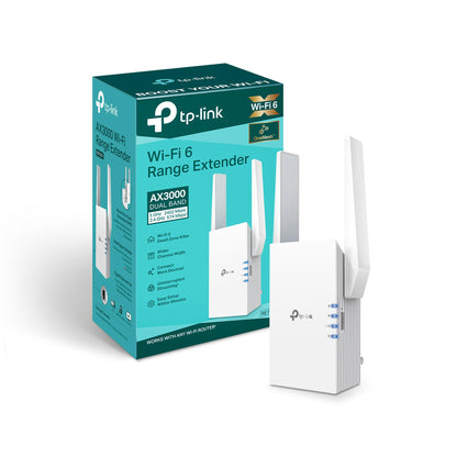 TP-Link RE705X 2402Mbps Dual-Band Wi-Fi 6 Range Extender, 802.11ax, RJ45 Connector, AP Mode, 150m Range, 0.68lbs