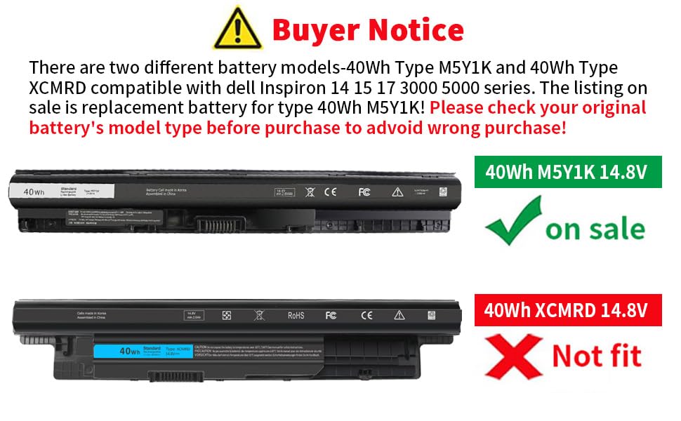 Emanjor 40Wh M5Y1K 14.8V Lithium Ion Laptop Battery Type M5Y1K