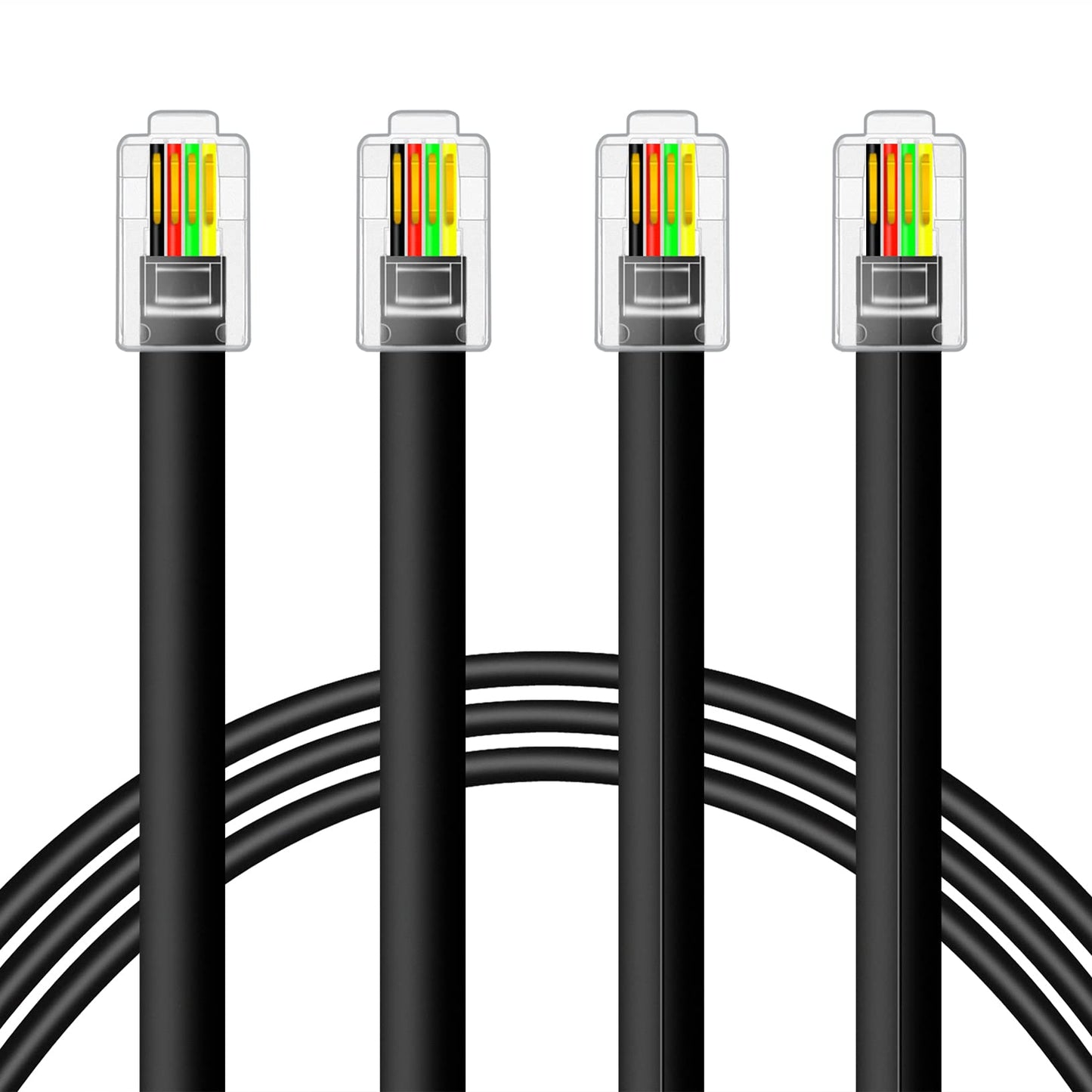 NECABLES 6FT 300116-6FT-2P RJ9 4P4C Plug Male-to-Male Telephone Cable