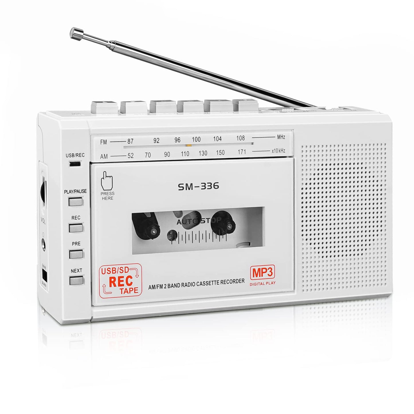 SEMIER 7.5 x 1.2 x 4 inches JKHG-JGKL-0108 Cassette Player Recorder AC Power, AA Battery, AM FM Radio